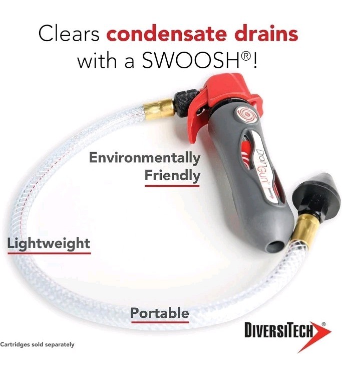 DiversiTech DrainGun CO2 Powered Condensate Drain Cleaning Gun w/ Hose