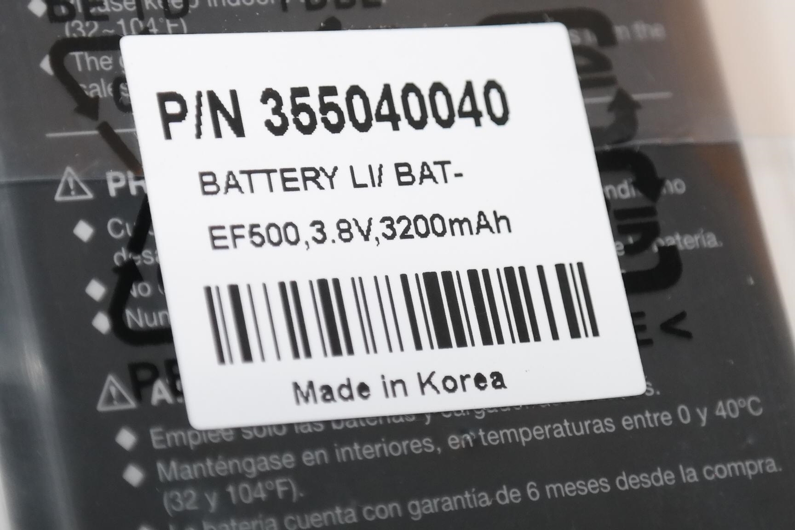 NEW BLUEBIRD EF500 BATTERY 3200 MAH BAT-EF500_S EF50X EF501 SCANNER 355040040 PC
