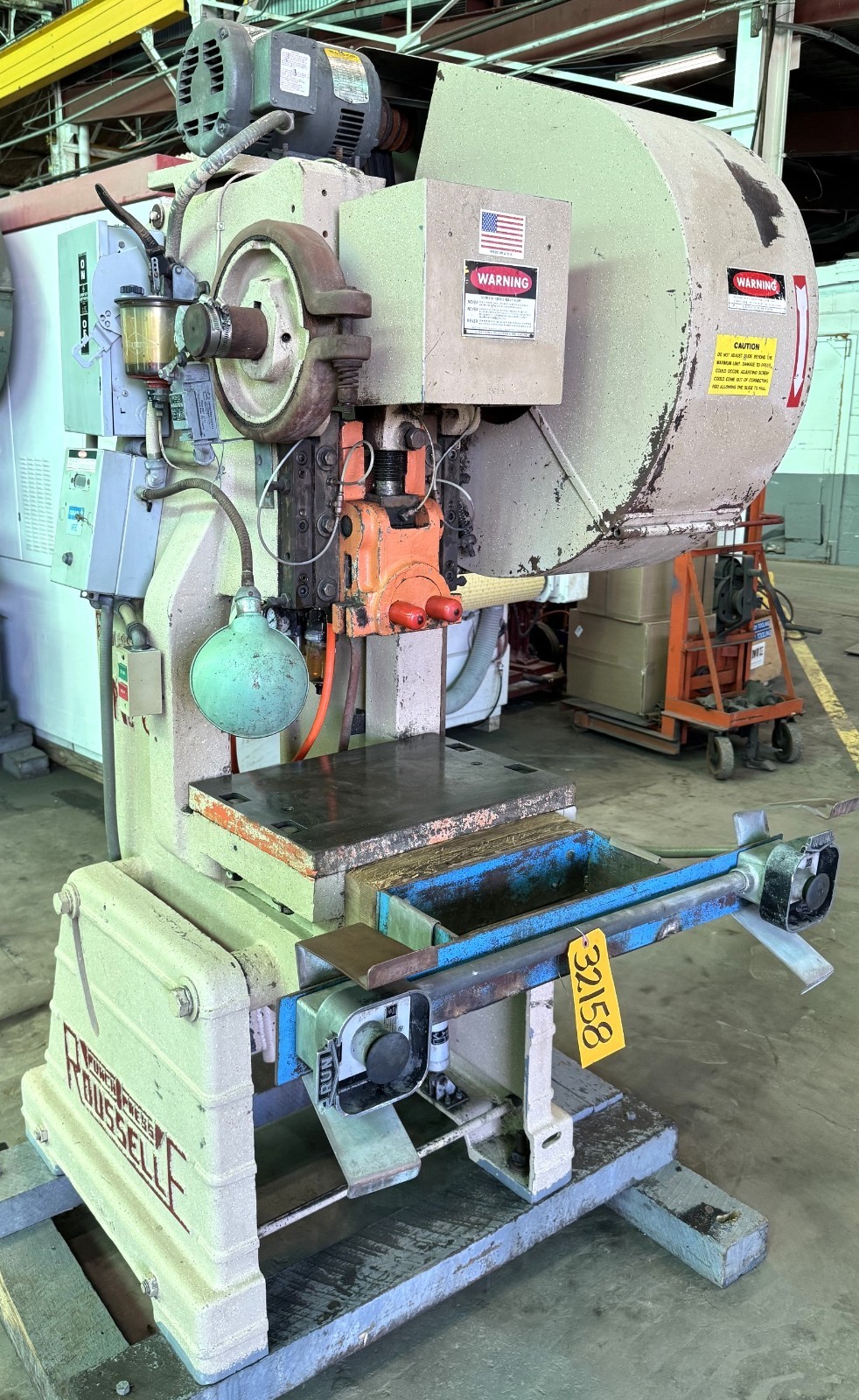 25 Ton Rousselle O.B.I. Press No. 3, 2″ Str, 10-3/4 SH, 14″ x 20″ Bed, M.C.