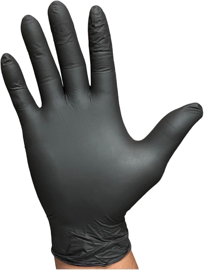 SUNSET DISPOSABLE NITRILE BLACK GLOVES 2 BOXES OF 100 EXAM GRADE POWDER FREE “L”