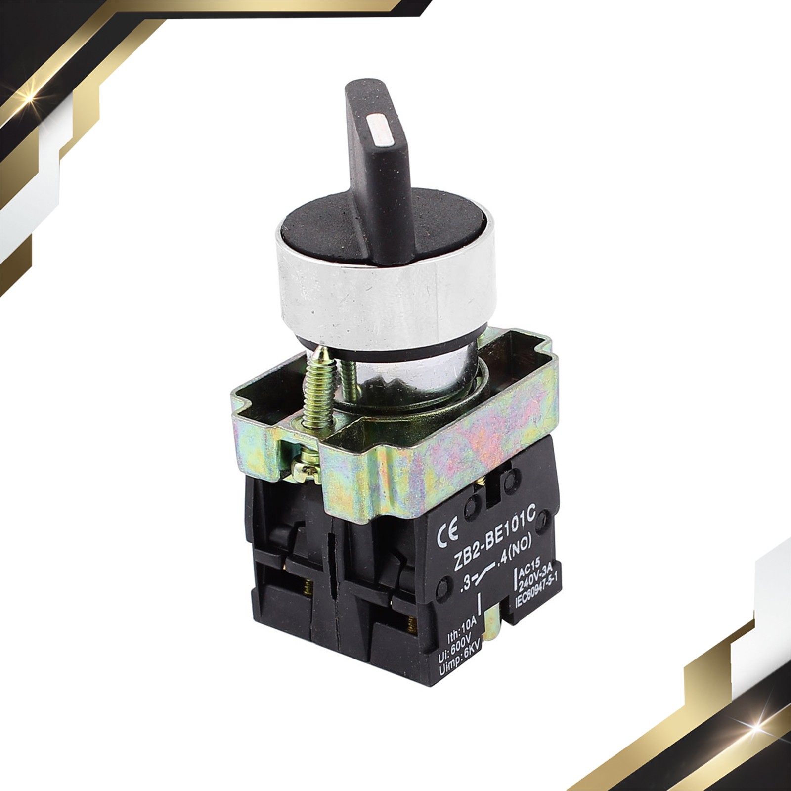 22mm Latching 2 NO Three 3 Position Rotary Selector Select Switch ZB2-BE101C