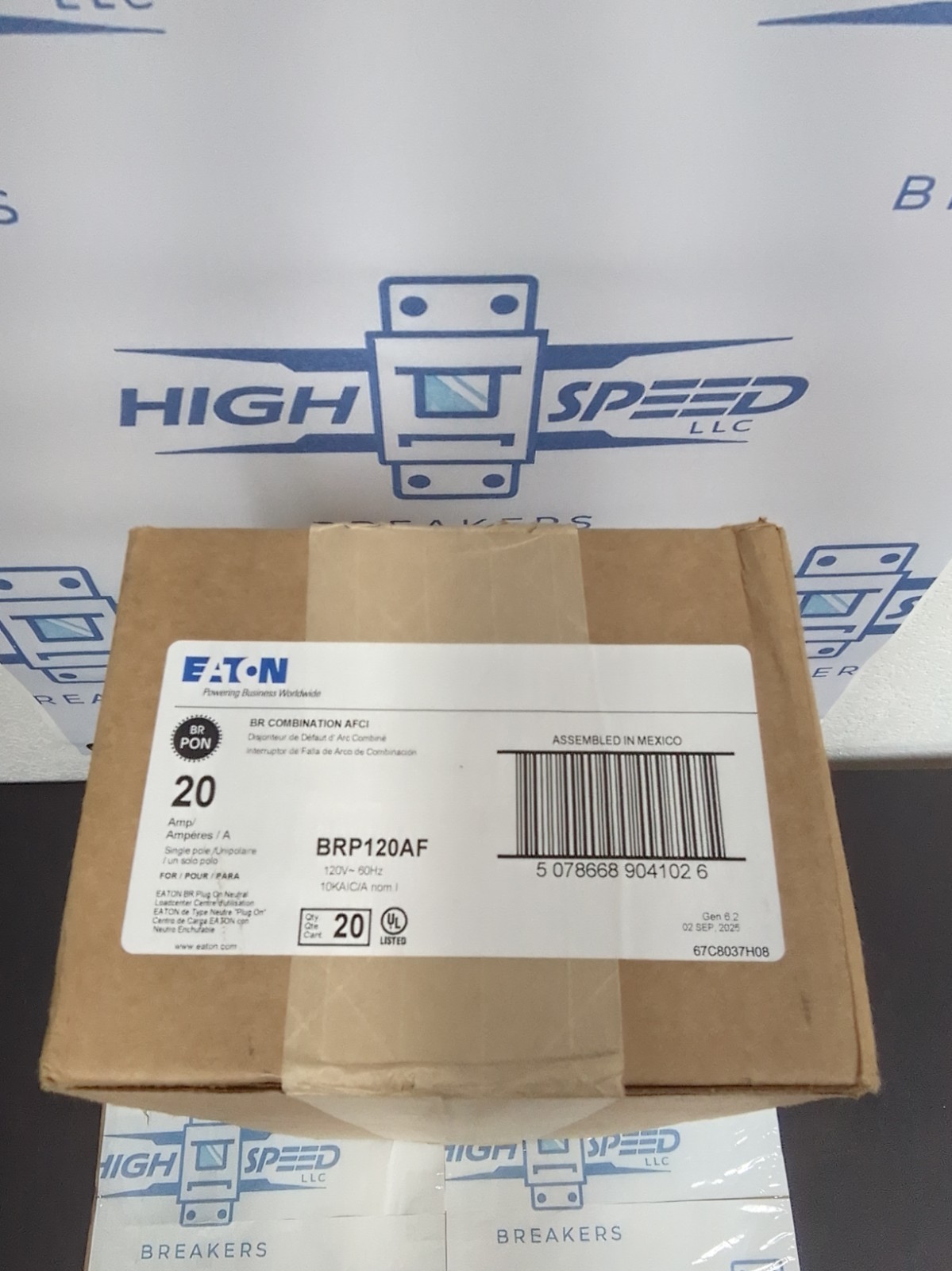 20 Eaton BRP120AF 20A 120/240V Arc Fault Circuit Breaker