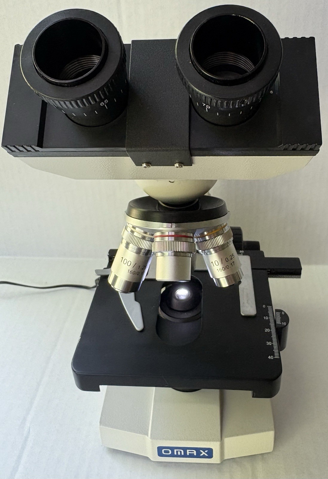 OMAX M82E Binocular Compound Microscope LED Mechanical Stage 4X 10X 40X 100X