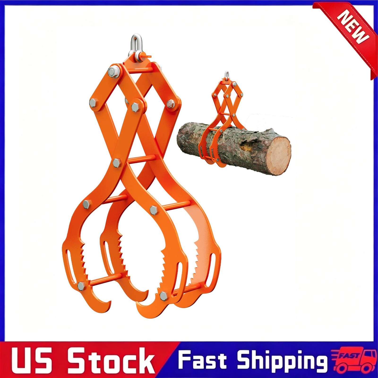 28»/32» Log Lifting Tongs, 4-Claw Log Tongs, Heavy Duty Steel Log Grapple