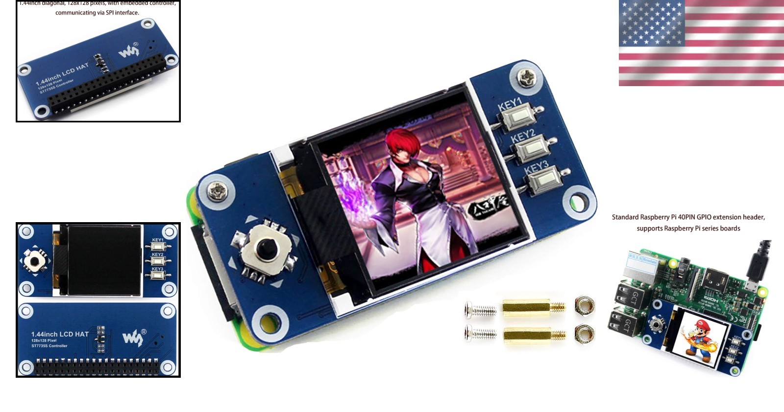 1.44-Inch High-Resolution LCD HAT for Raspberry Pi: LED Backlight and Controls