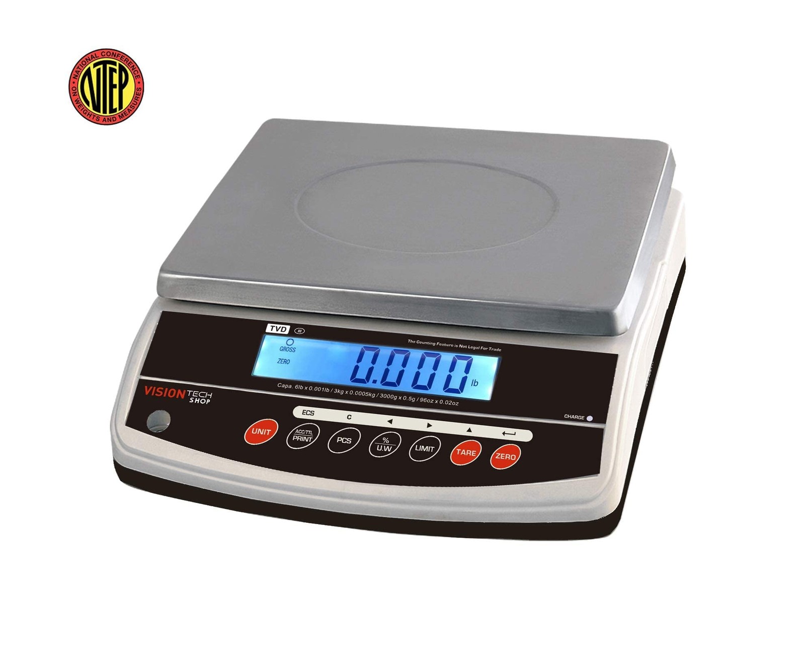 VisionTechShop TVD-6 Digital Bench and Counter Scale, Lb/Oz/Kg/g Switchable