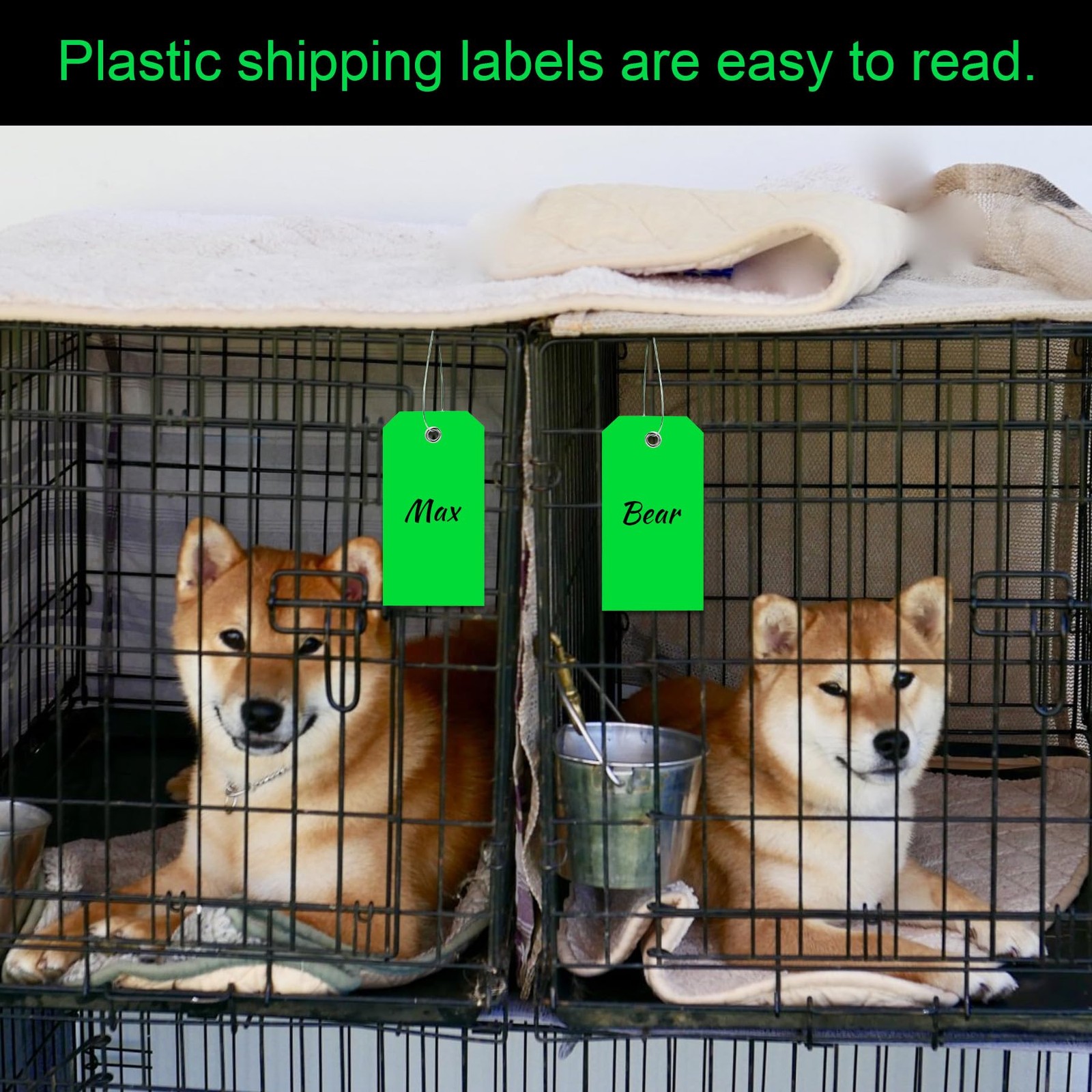 100 Pieces Plastic Shipping Tags with Reinforced Wire Blank 2.36 x 4.7, Green