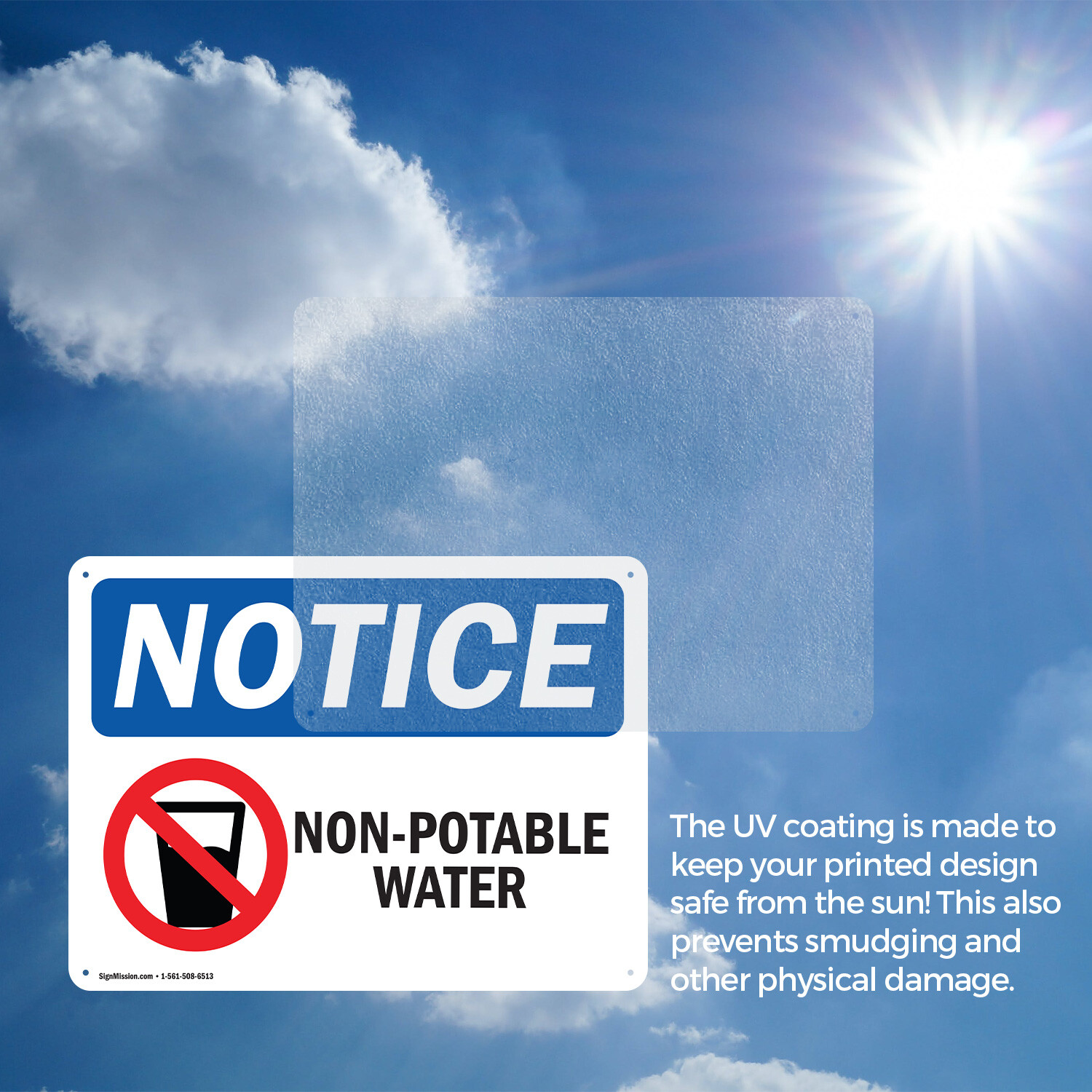 (2 Pack) Non-Potable Water OSHA Notice Sign Decal Metal Plastic