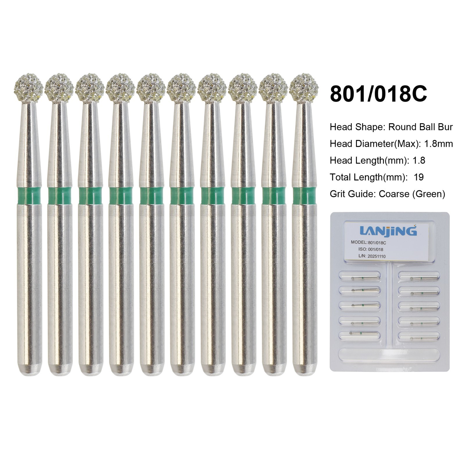 Dental Diamond Bur FG Round End Taper Football Flame Pear Coarse Fine High Speed