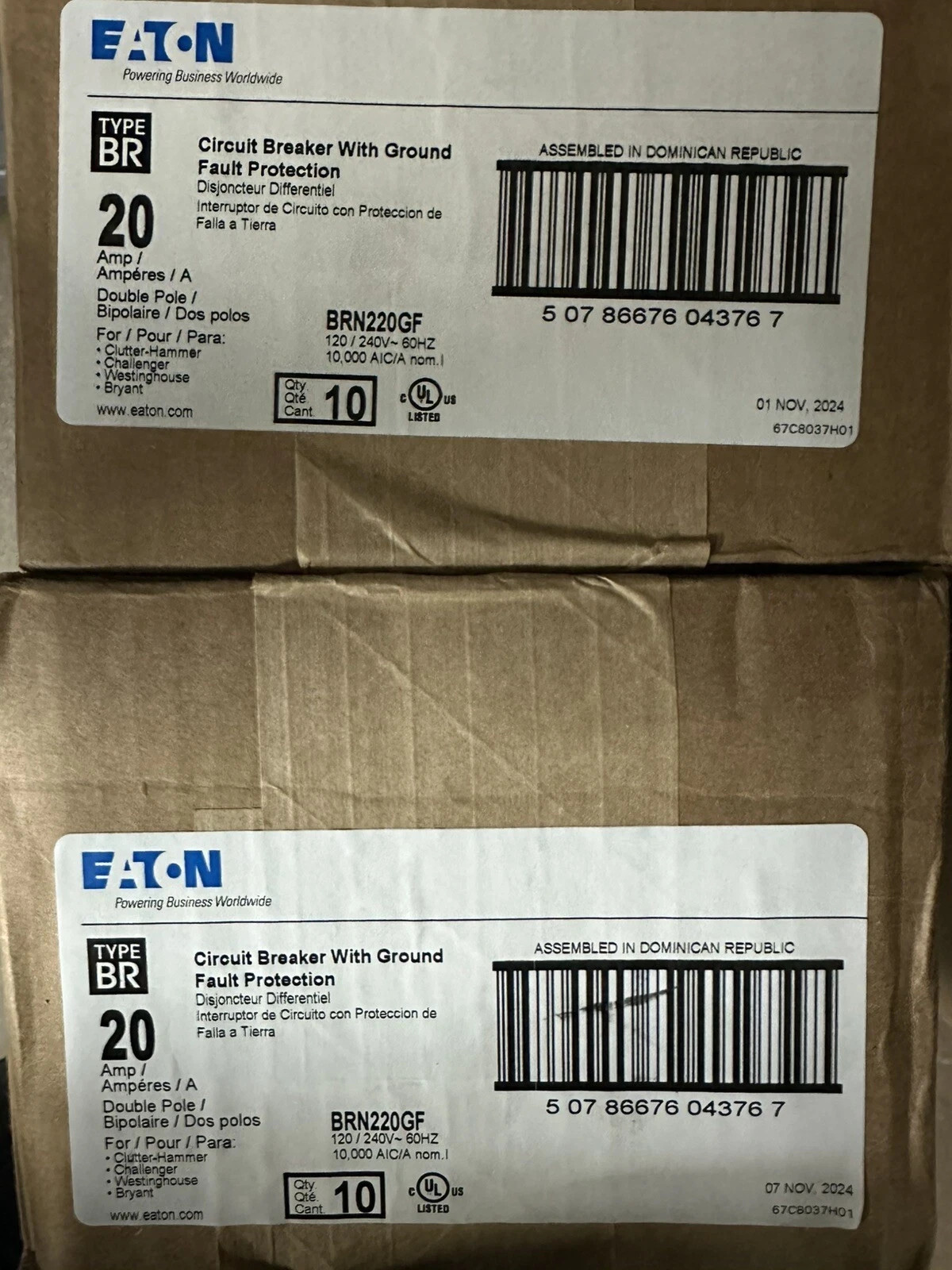 BRN220GF 2 pole 20 amp GFI plug in from Eaton New
