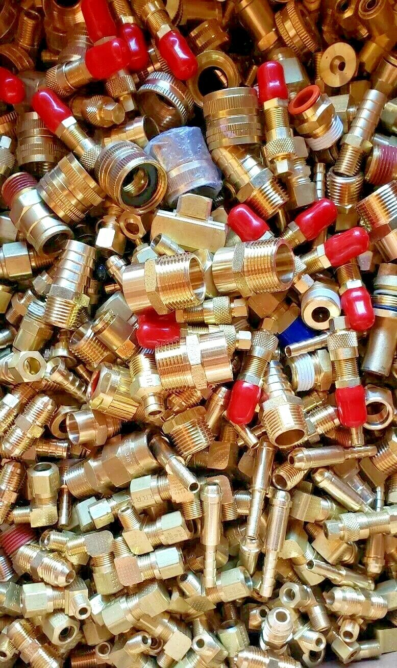 100 BRASS HYDRAULIC AIR , PNEUMATIC, Plumbing FITTINGS LOT OF 1/4 5/16 3/8 1/2