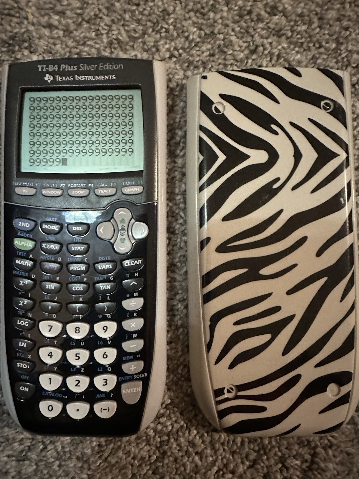 Texas Instruments TI-84 Plus Silver Edition Graphing Calculator Zebra Cover