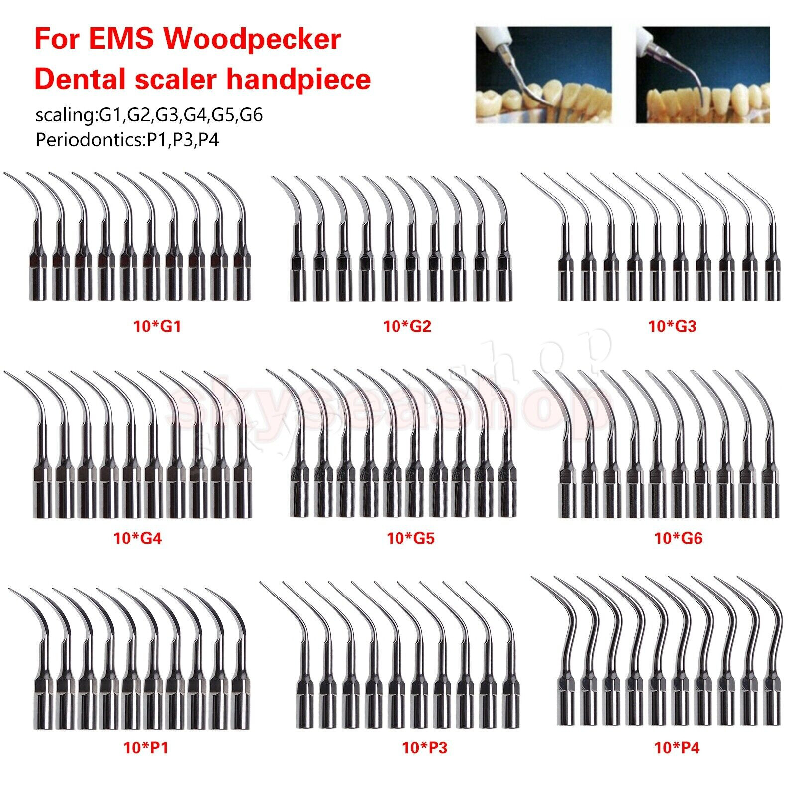 5-10pcs Dental Ultrasonic Piezo Scaler Scaling Tips fit EMS Woodpecker Handpiece