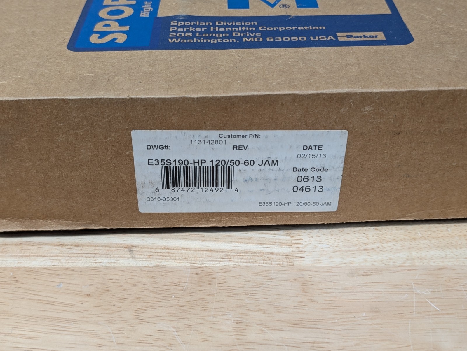 Sporlan E35S190-HP Solenoid Valve With 120 Vac Coil. 1-1/8” ODF, 3316-00 Parker