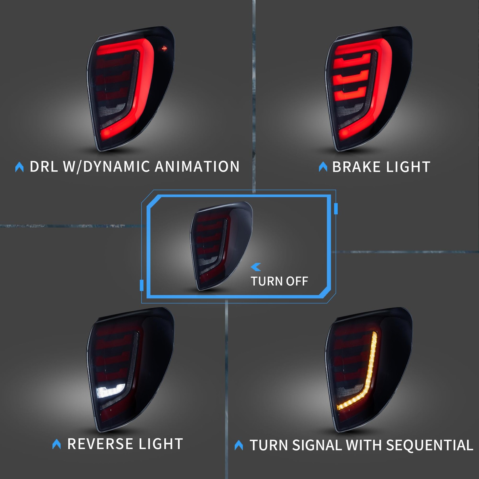 LED Tail Lights RAV4 2006-2012 Smoked Animation DRL Sequential Turn Signal Pair
