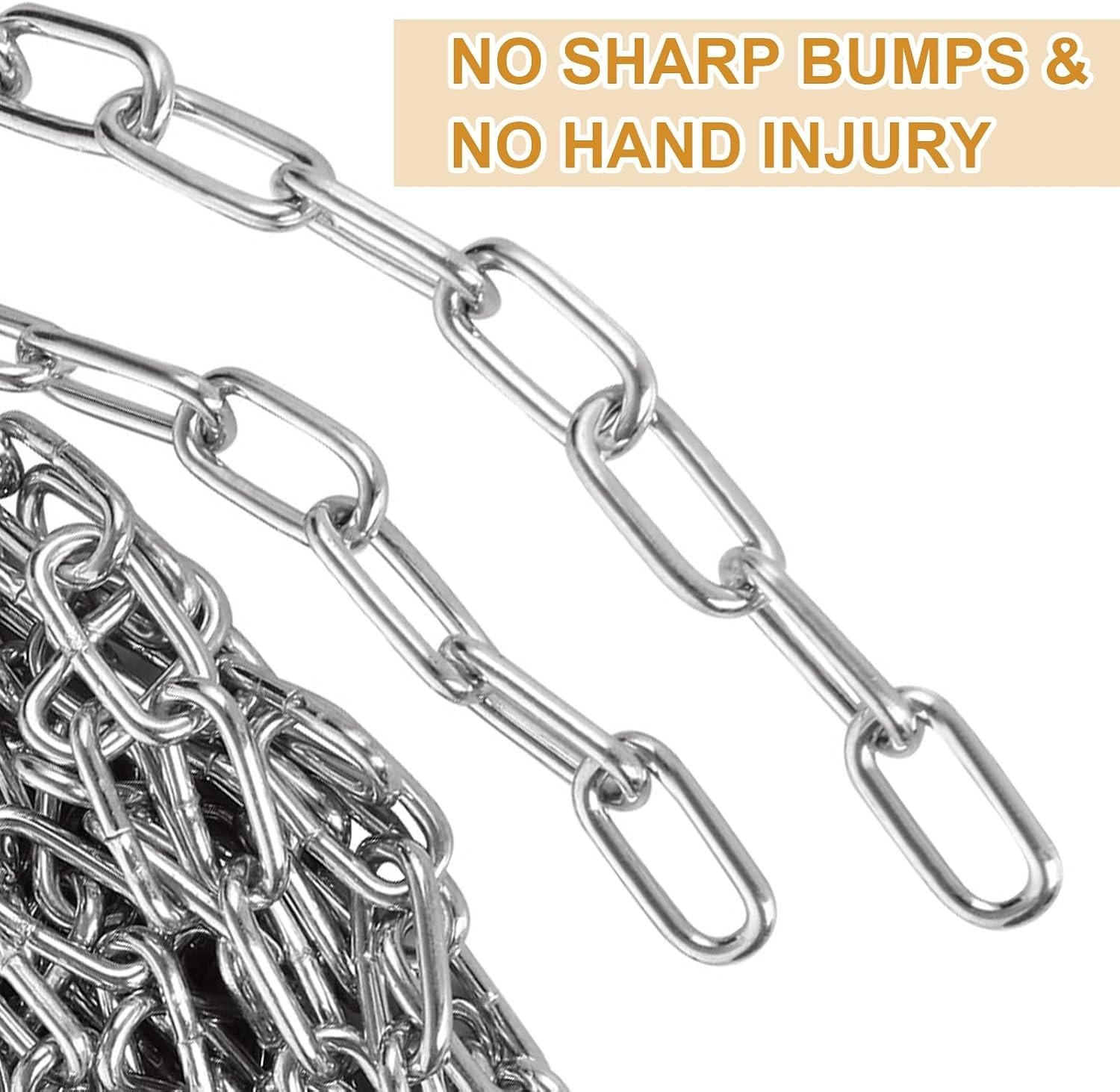 8M Galvanized Metal Coil Chain, 1/8In × 26.25Ft Heavy Duty Chain Links 3mm Sm…