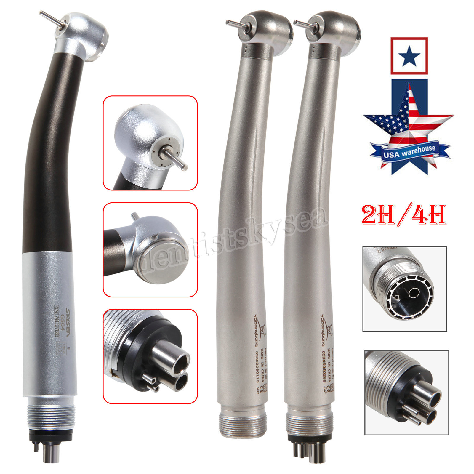 Dental LED Fiber Optic High Speed Turbine Handpiece Fit KAV NSK Coupler 2/4/6H