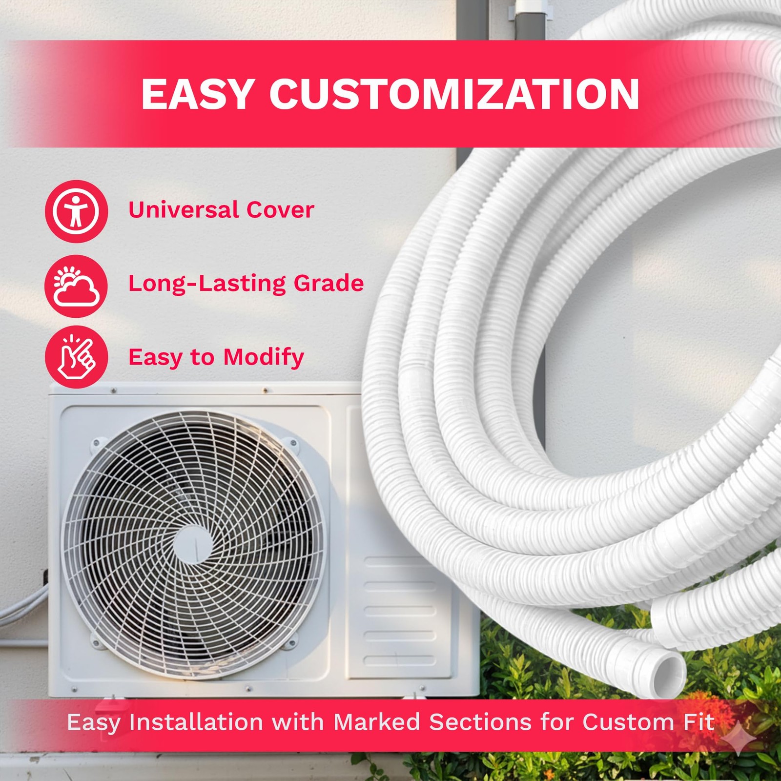 Ductless HVAC Mini Split Drain Hose – Flexible Condensate Line 26 ft, Beige
