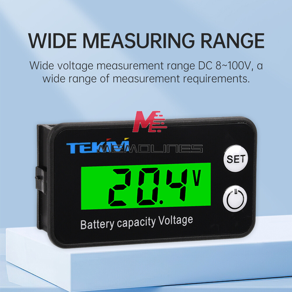 6136B High Precision LCD Battery Voltmeter Indicator Low Voltage Alarm Setting