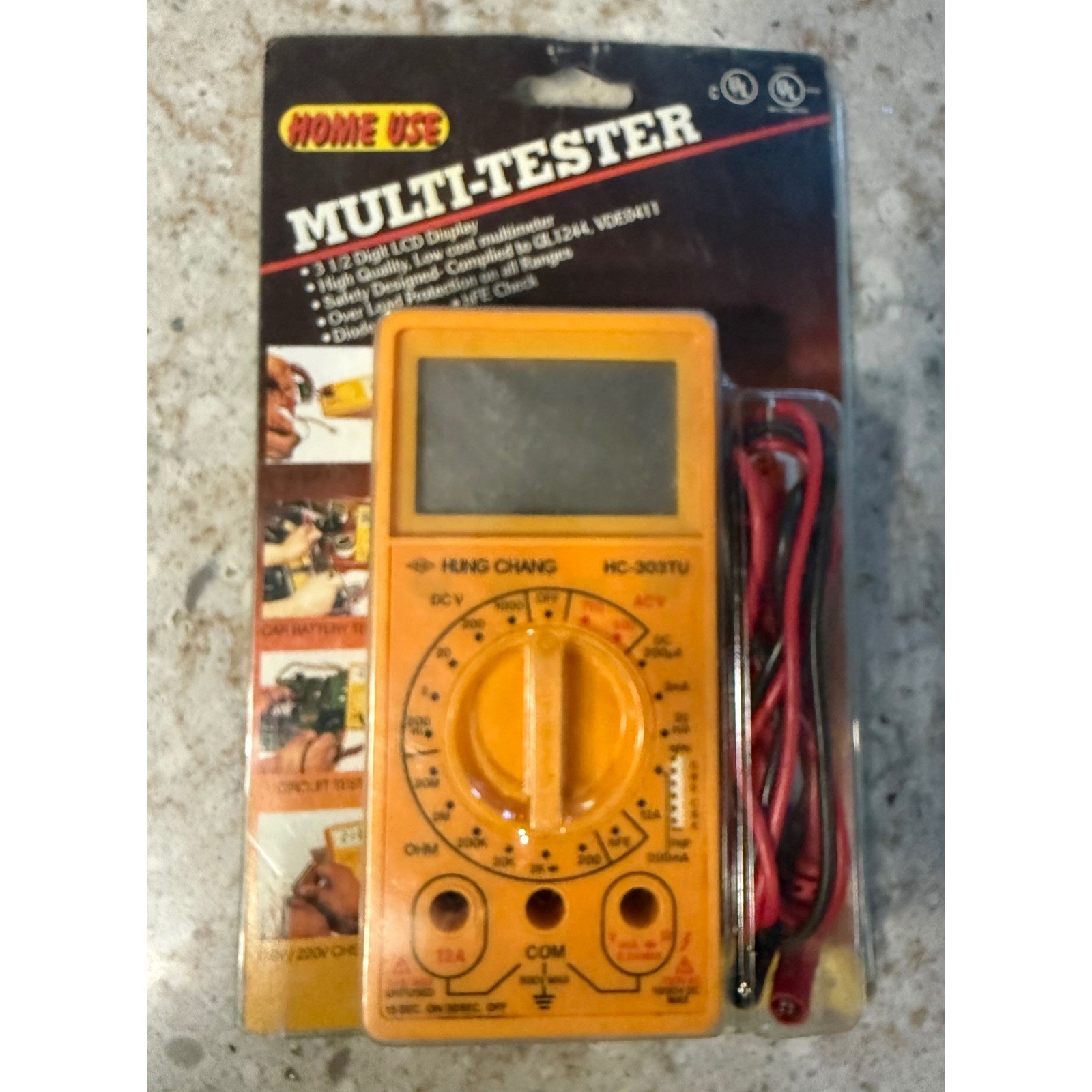 Hung Chang HC-303TU Digital Multimeter Multi-Tester Home Use Yellow New