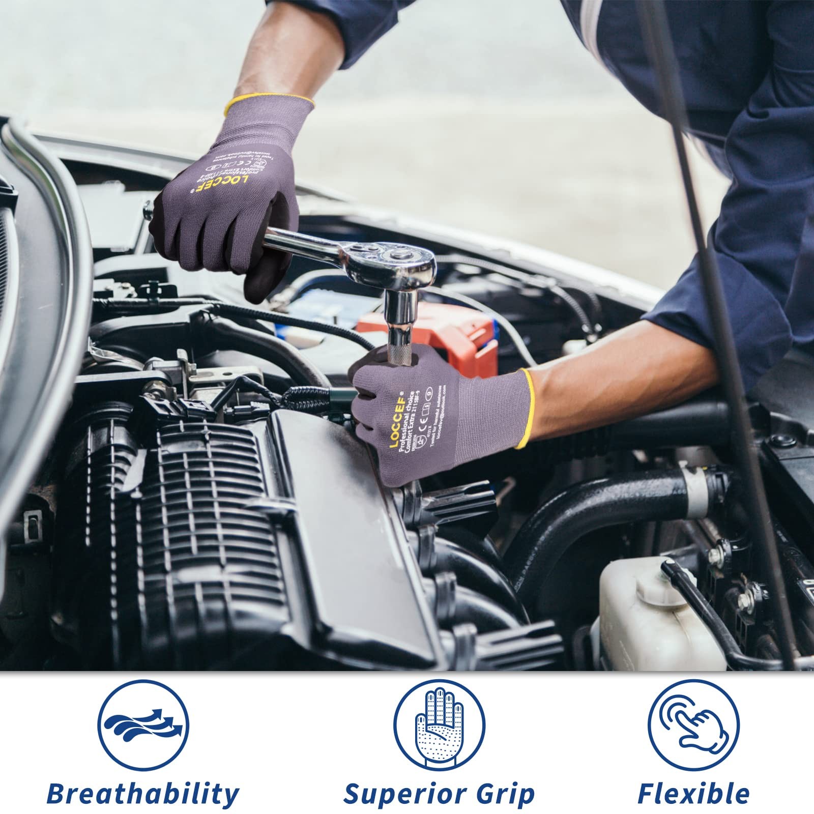 Work Gloves MicroFoam Nitrile Coated-6 Pairs,Endurance Seamless Knit Nylon,Do…