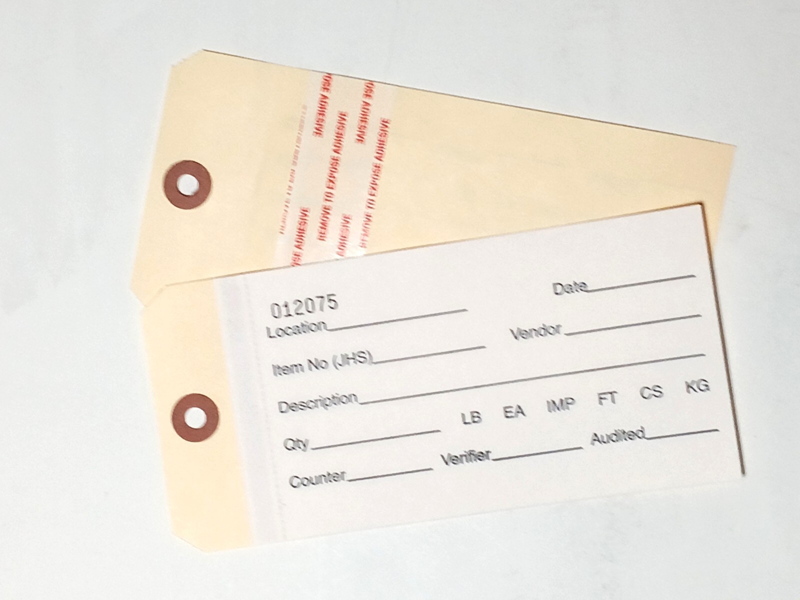 2 Part Carbonless Stub 6 1/2″ x 3 1/8″ (12001-13000) Inventory Tags W/Adhesive S