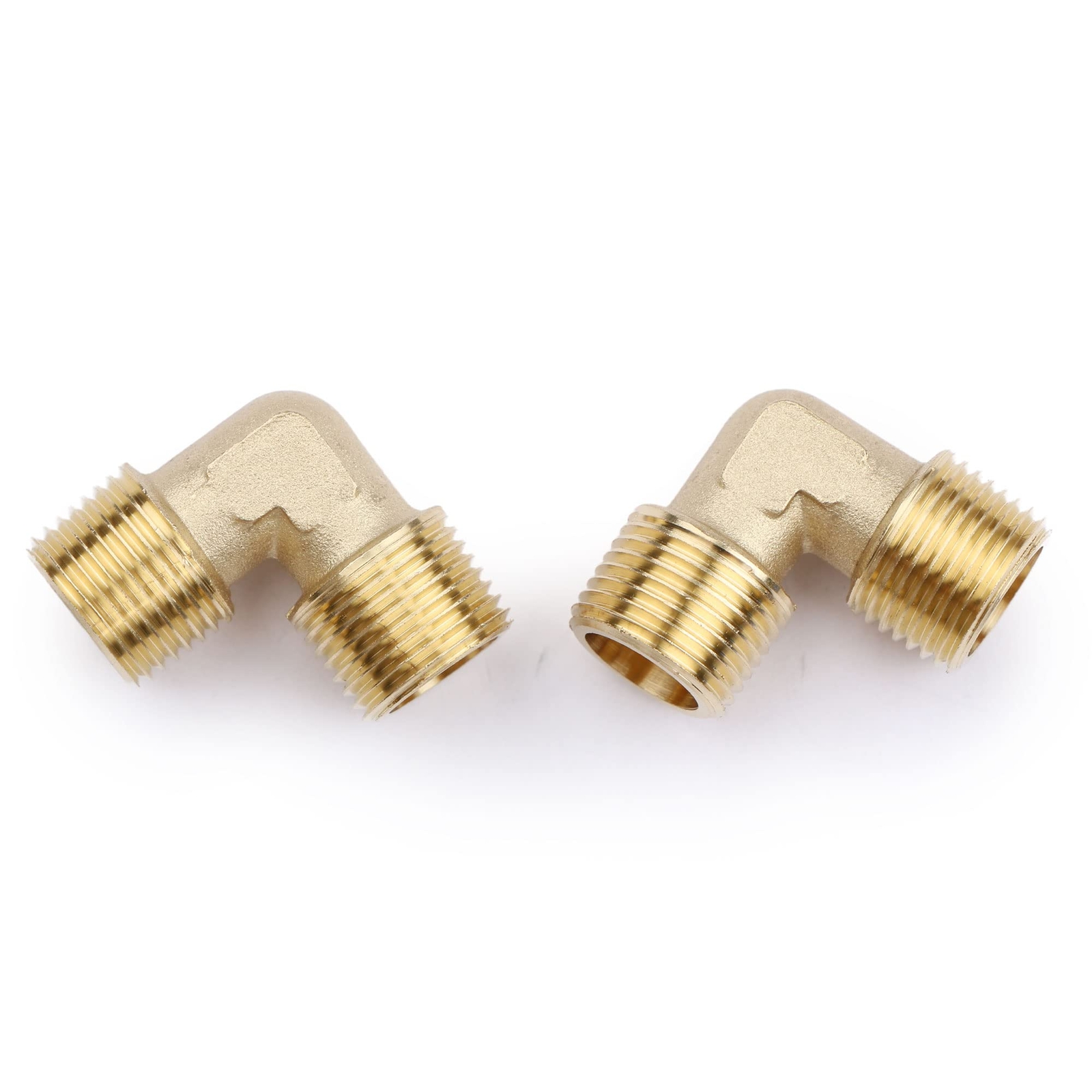 U.S. Solid 90 Degree Elbow Brass Fitting NPT 3/8″ Male x 3/8″ Male, 2pcs