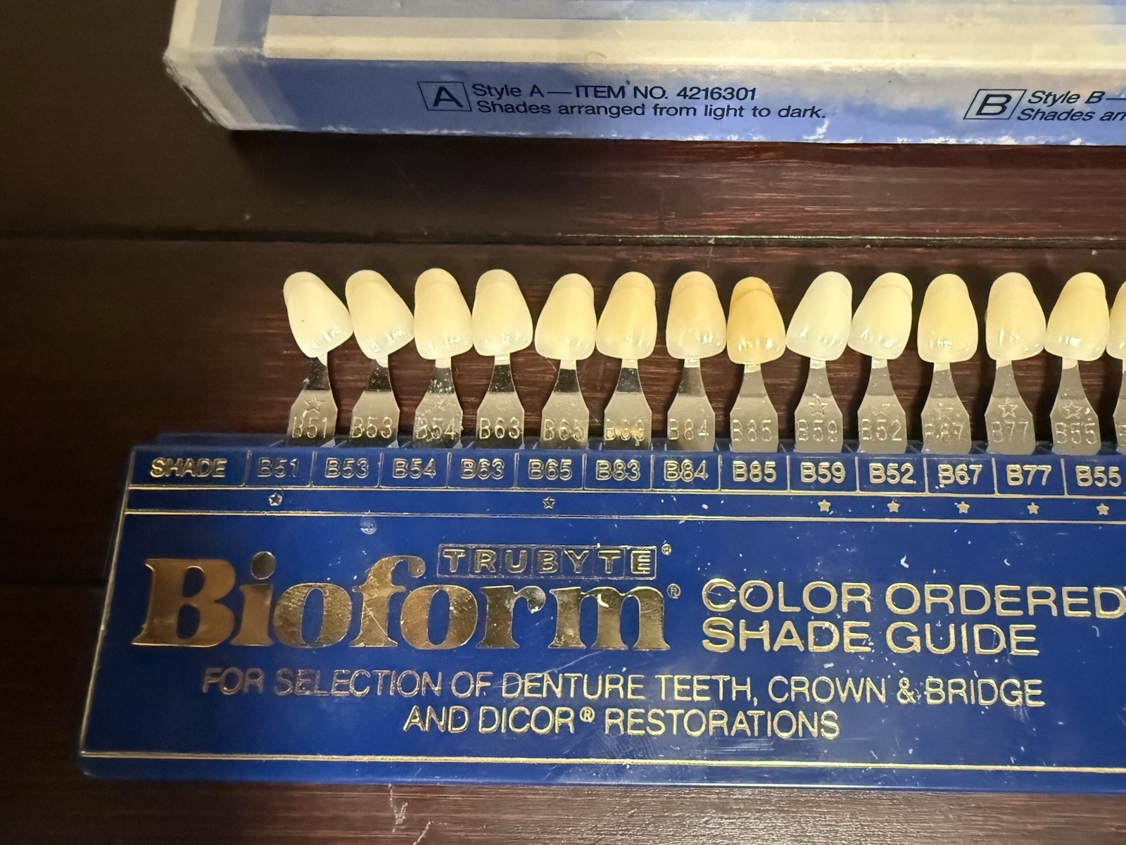 Dentsply Trubyte Bioform Color Ordered Tooth Dental Shade Guide Lot