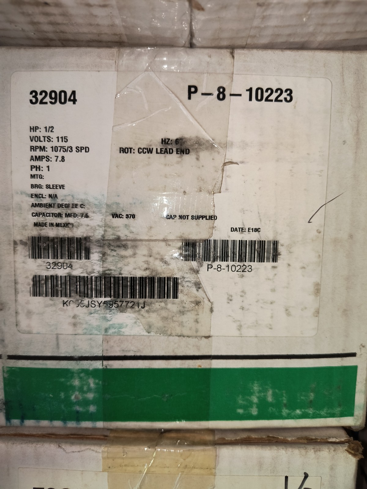 Lennox 32904 Blower Motor 1/2 HP 1075 RPM 115V, CCW, 3 Speed