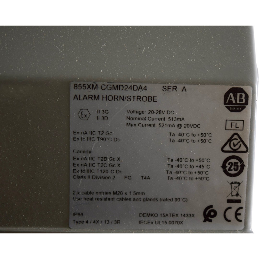 NEW Allen Bradley 855XM-CGMD24DA4 Industrial Horn Red Xenon Strobe Beacon 24V