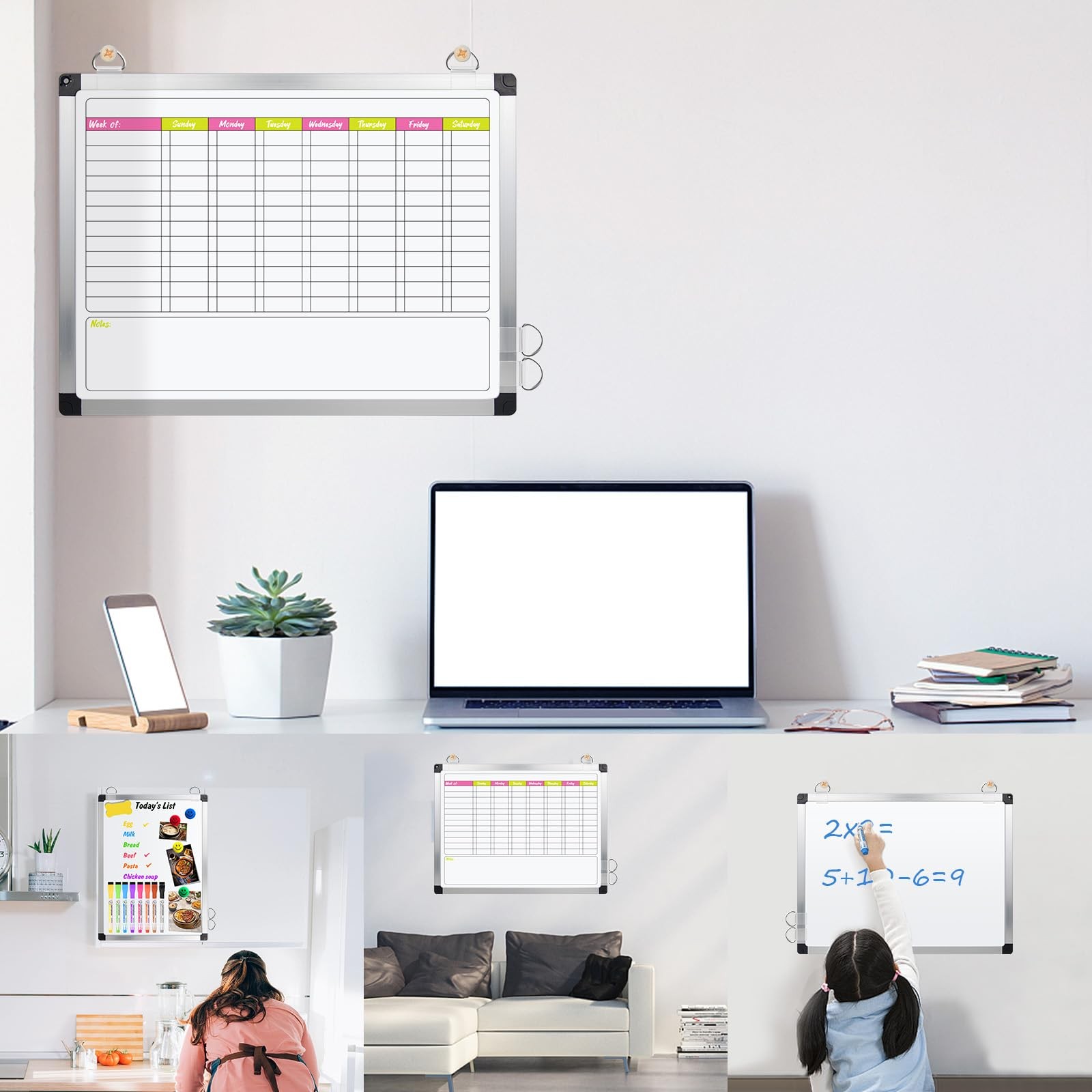 16 x 12 in Magnetic Dry Erase Chore Chart Whiteboard for /Teens/Adults, Doubl…