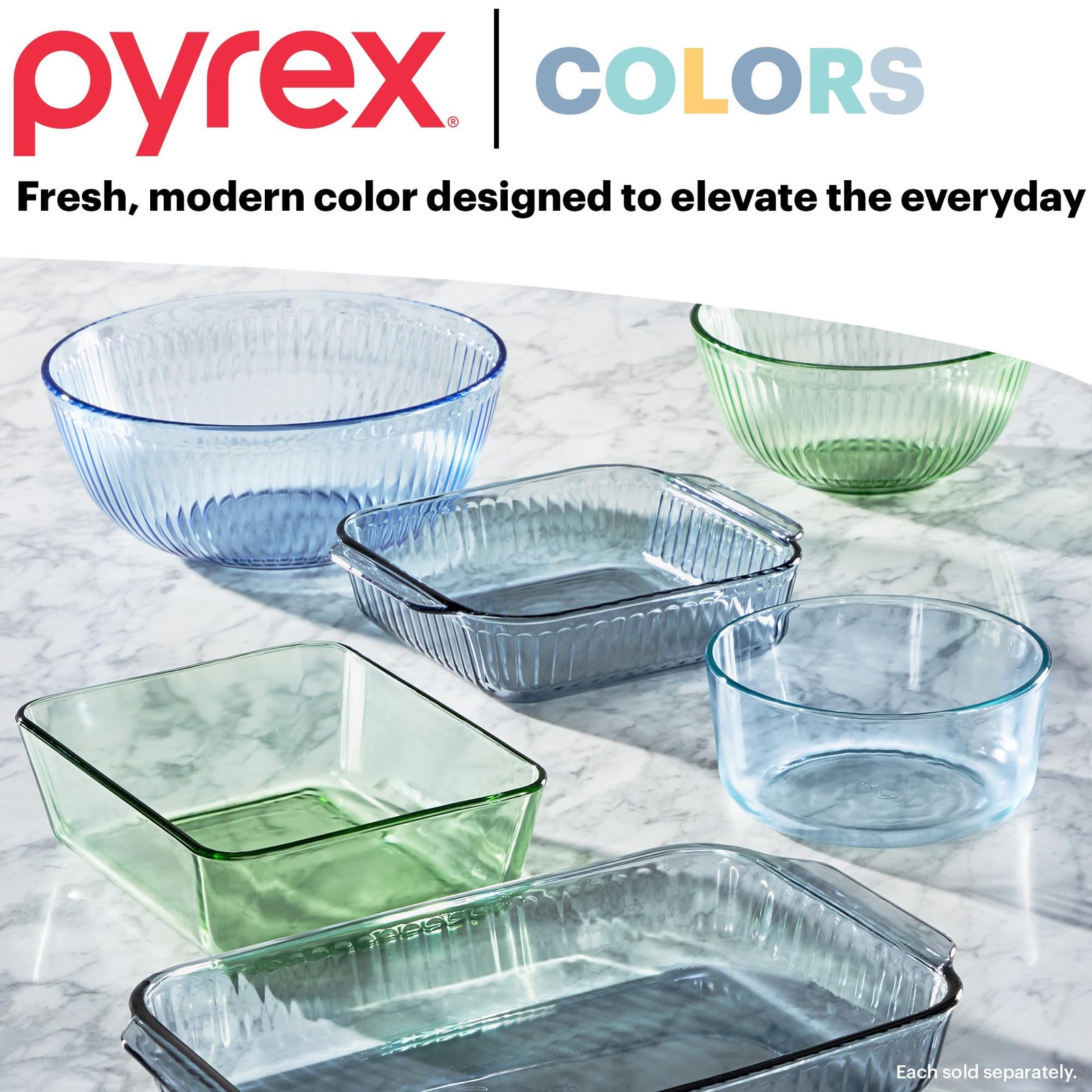 Pyrex Colors Tinted 6-Pc Medium Small/Medium Round Food Storage Container Set