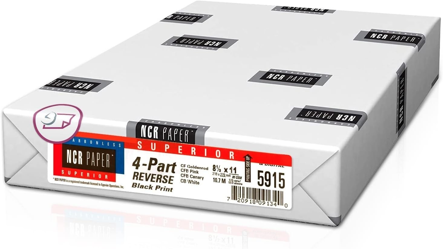 NCR Paper Brand Superior 4 Part Reverse – 8-1/2 x 11″ – 500 Sheets Per Pack