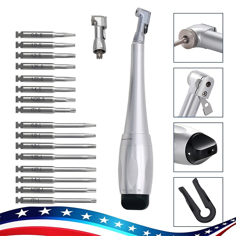 US Dental Universal Implant Kit Torque Wrench Contra Angle & 16pcs Drivers