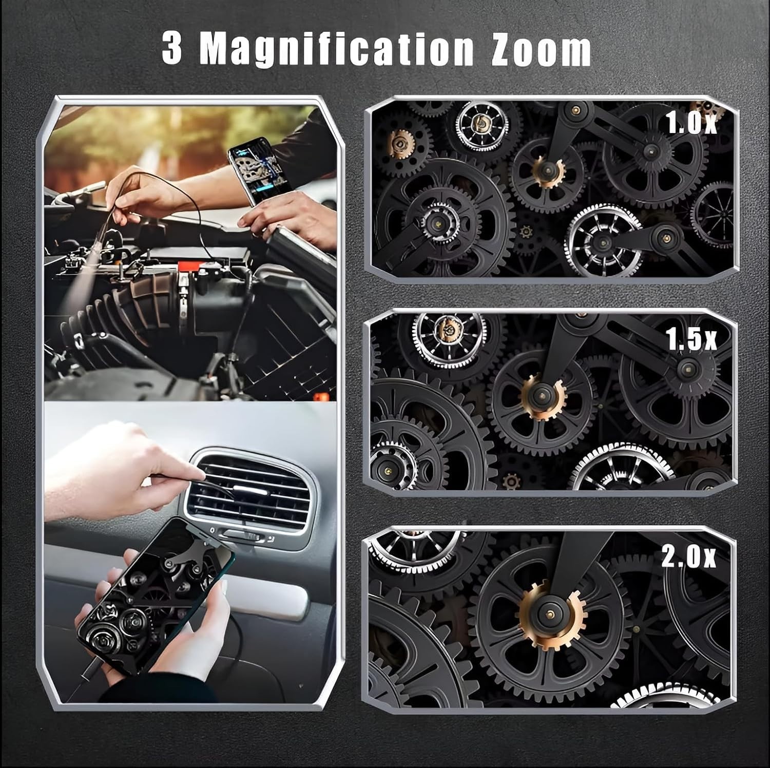 Dual-Lens Endoscope Camera with Light,Borescope with 8 Adjustable LED Lights …