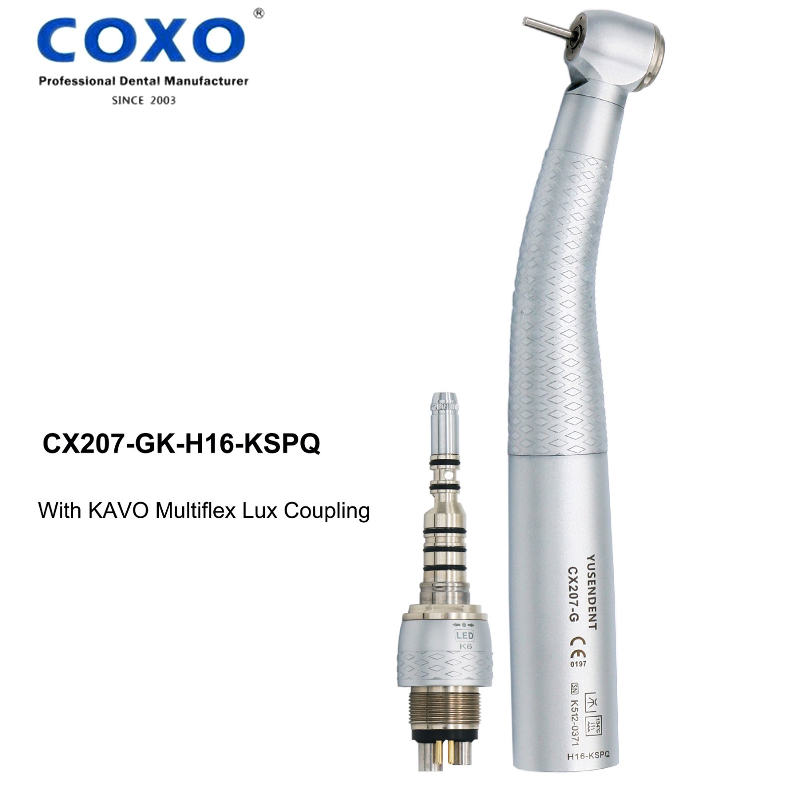 COXO Dental Handpiece Turbine High Speed Fiber Optic KAVO 6 Pin E-type Connector