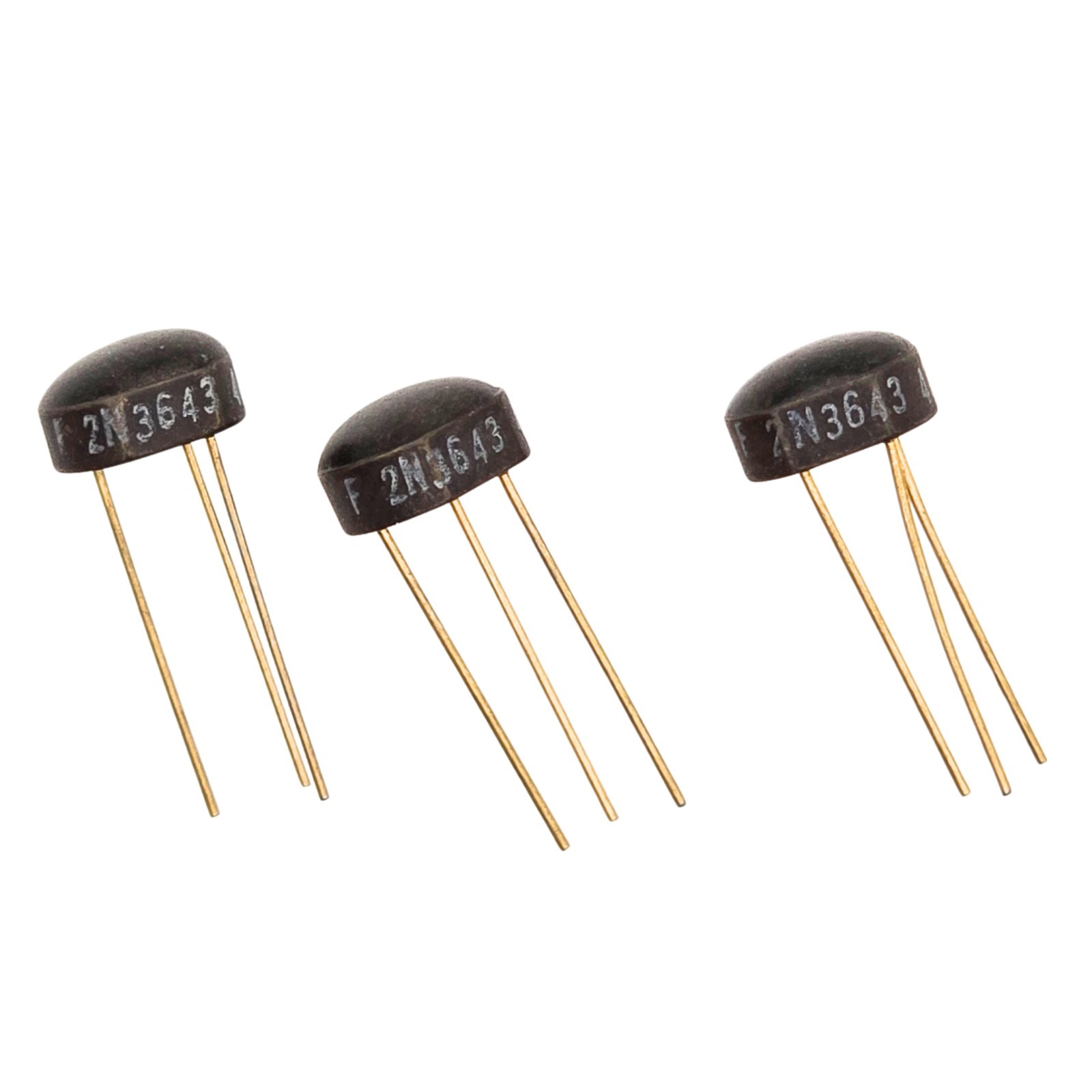 Lot of 5 Fairchild 2N3643 NPN Transistors TO-106 Gold Leads 30V 0.5A 150MHz