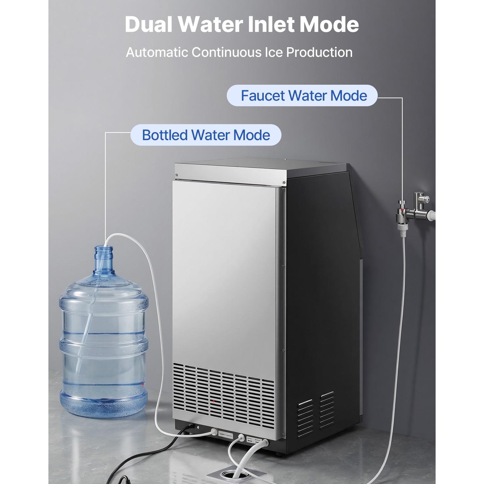 Uimoso 120lbs Commercial Ice Maker Under Counter Ice Cube Machine 30lbs Storage