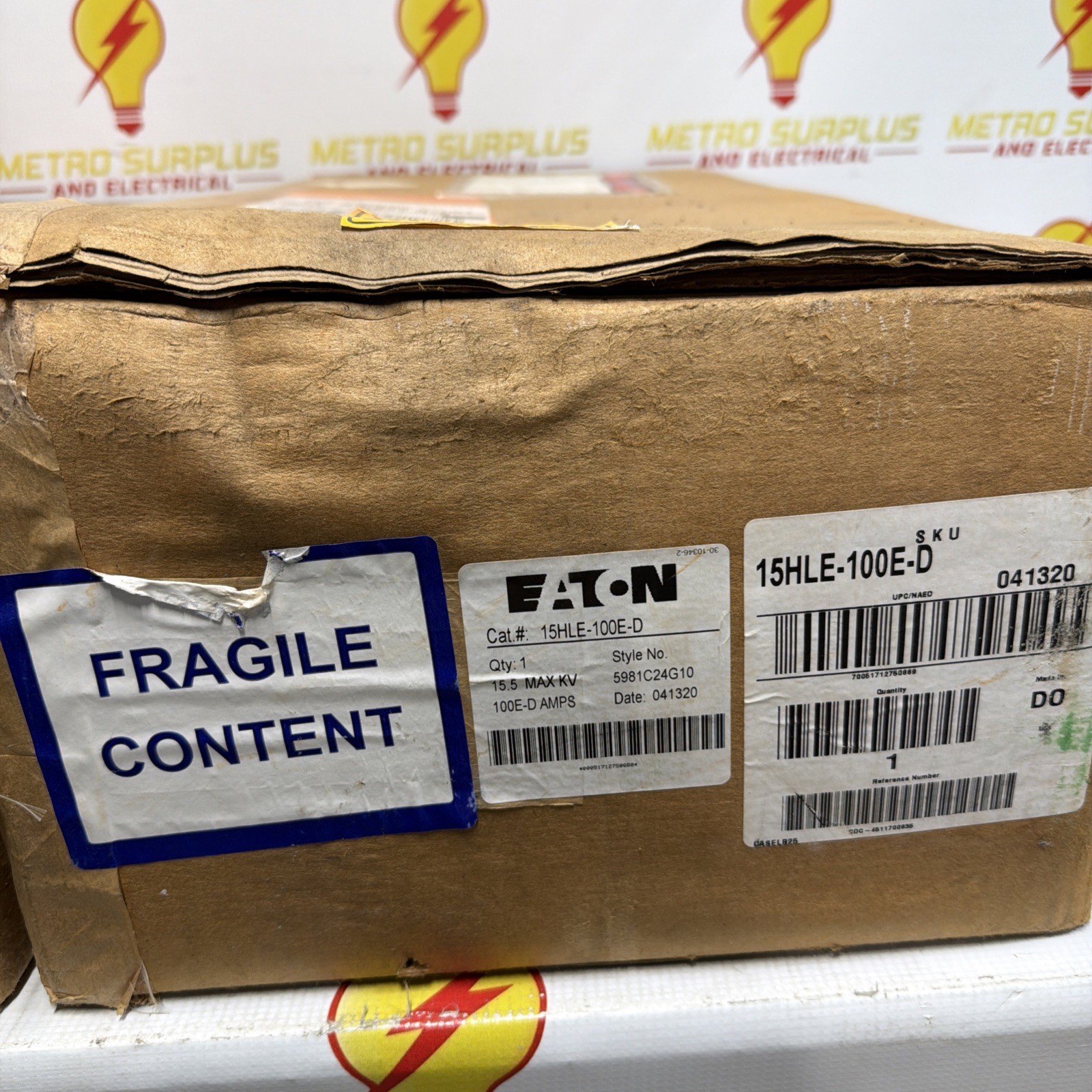 EATON 15HLE-100E-D BUSSMAN FUSE 15.5 MAX KV 100E-D AMPS 5981C24G10 DATE 102823