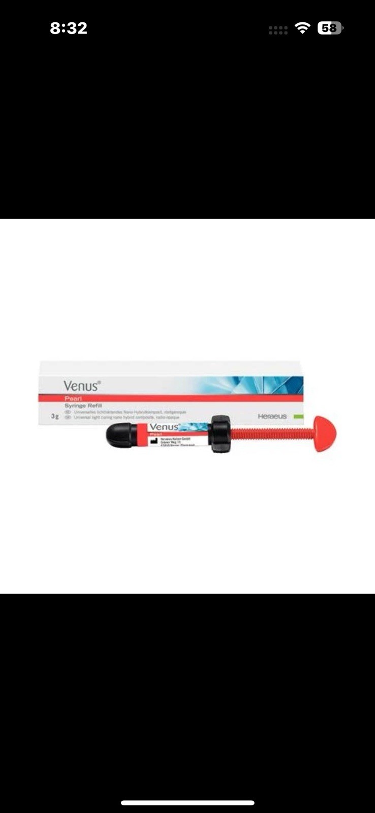 Kulzer Venus Pearl syringe Refill OMC/C2/C1/B3 /3 Gm exp:2022