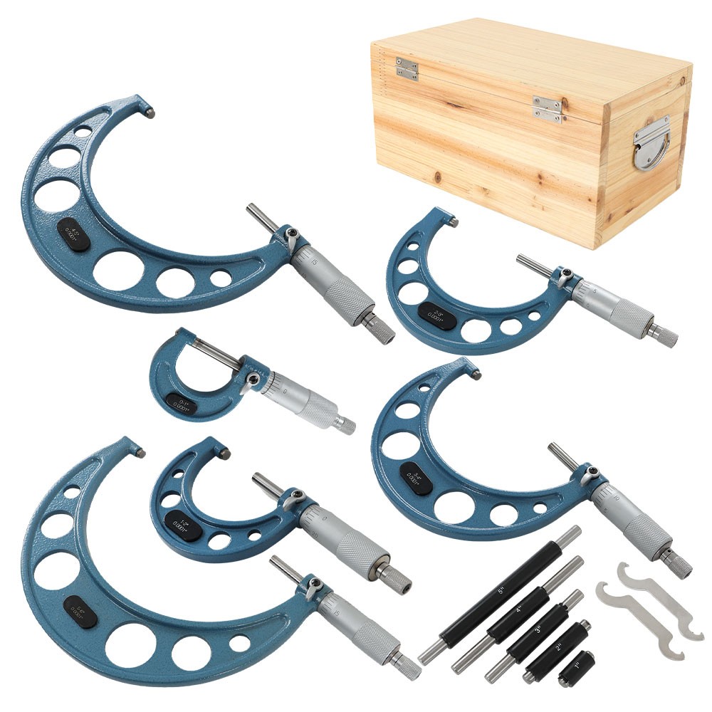 6 Pcs 0-6″ Precision Outside Micrometer Set 0.0001″ Carbide Standards Set NEW