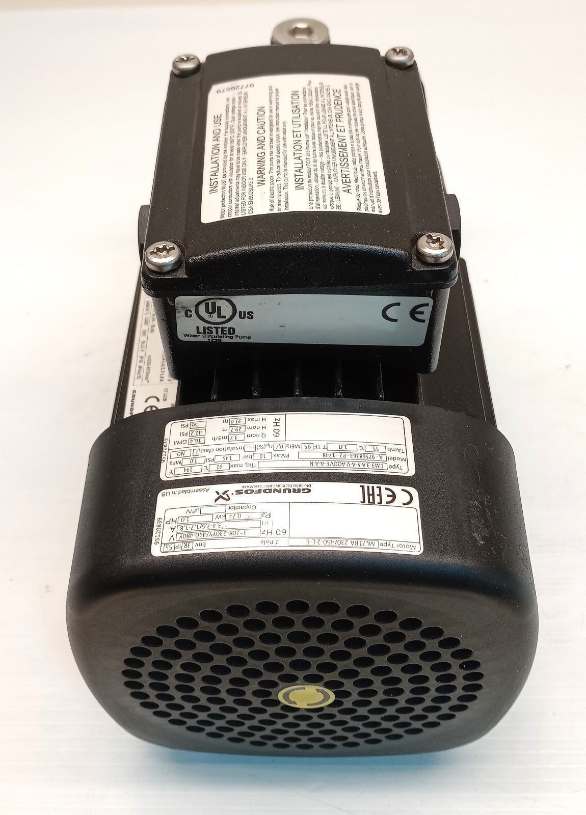Grundfos CM3-3A-S-A-V-A00VE-A-A-N Centrifugal Pump A-97568363-P2-1748 Base Mount