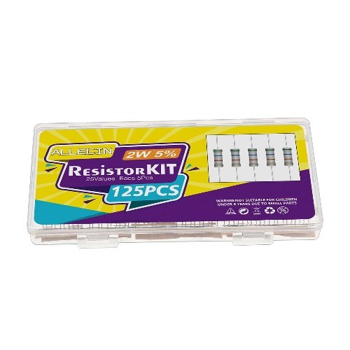 25 Values 2W Carbon Film Resistor Kit 1 Ohm 1M Ohm 2 Watt 5 Resistors Size: 2W