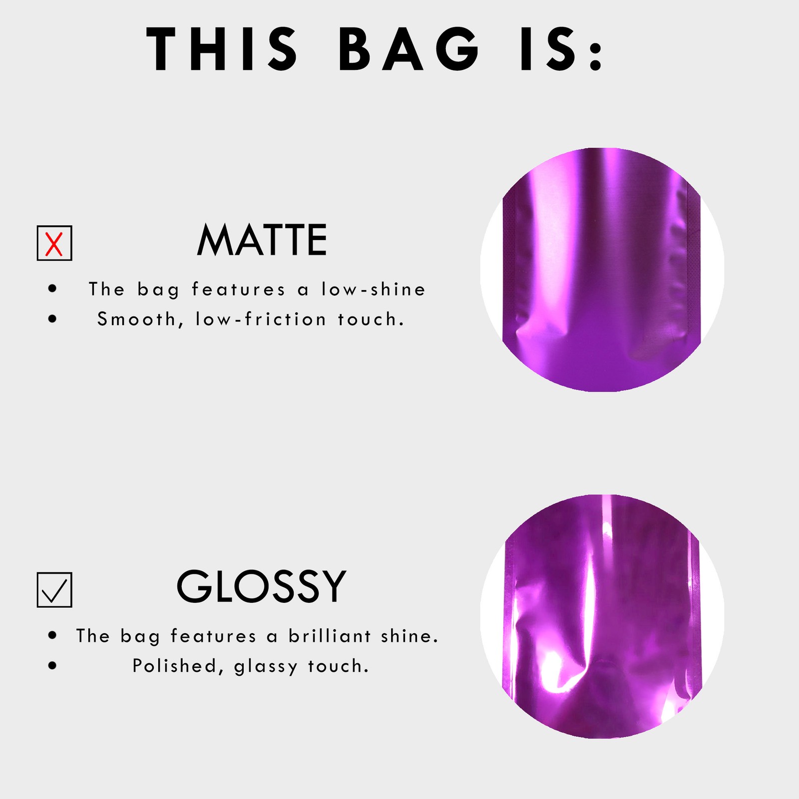 Many Different Sizes for 100 Flat Clear/Silver Metallized Foil Resealable Bags