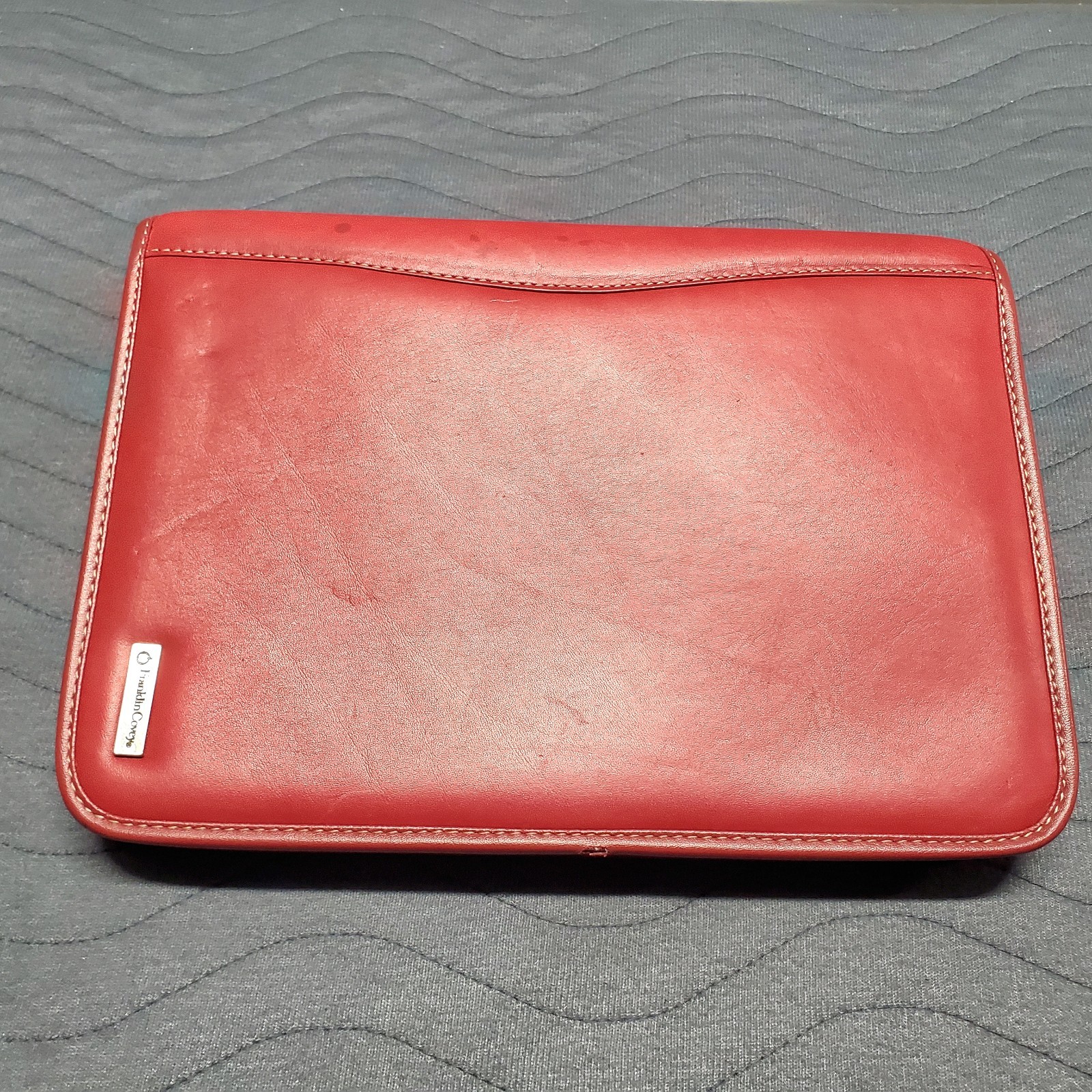 ​VTG Franklin Covey 7 Ring Leather Planner Organizer Zip Up Cranberry Red 11″x8″