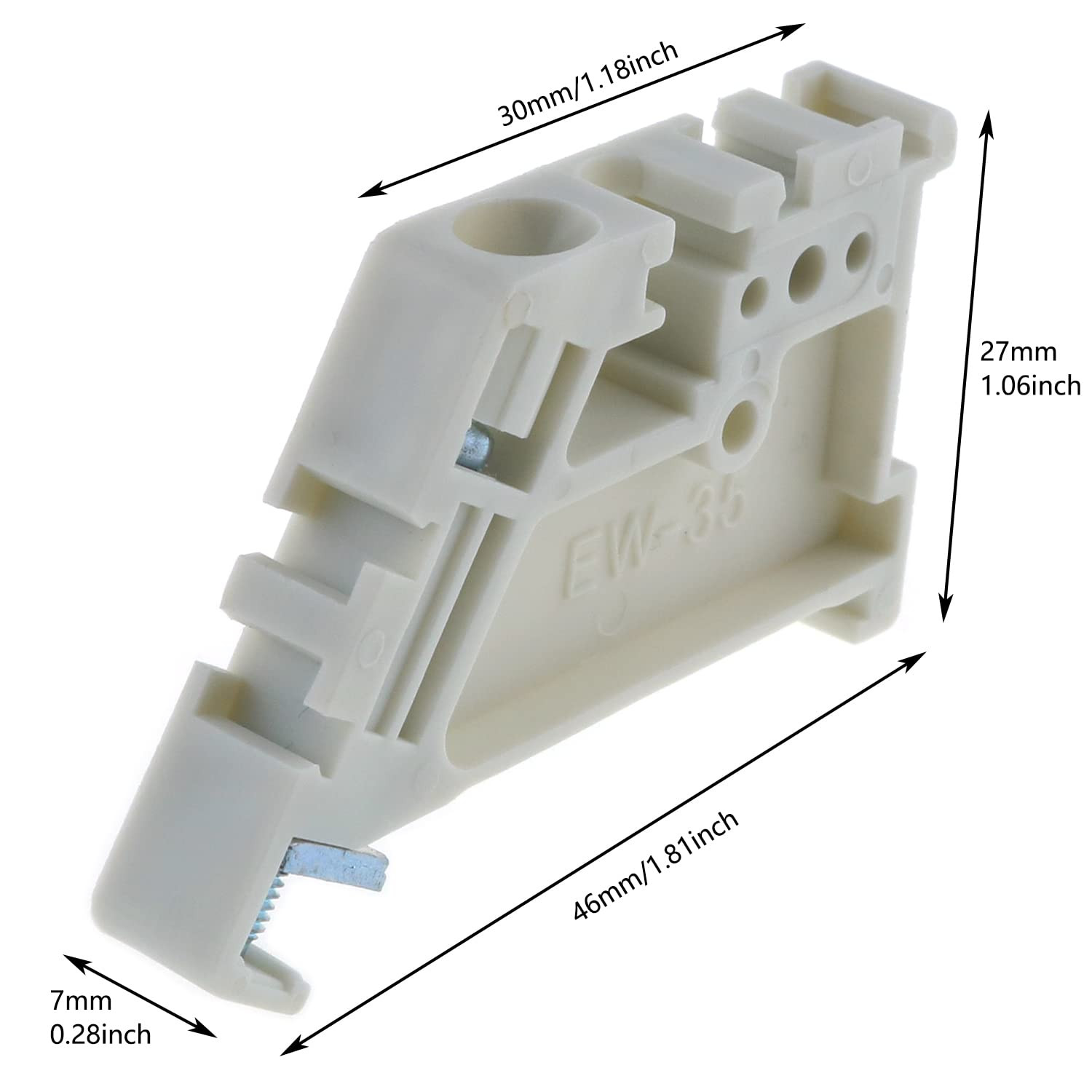 20PCS DIN Rail End Clamps EW35 White 35mm Terminal Block Stoppers End Stops