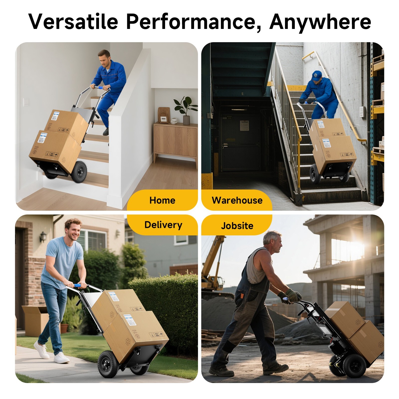 Heavy-Duty Motorized Dolly Electric Stair Climbing Hand Truck Max 900LB Capacity