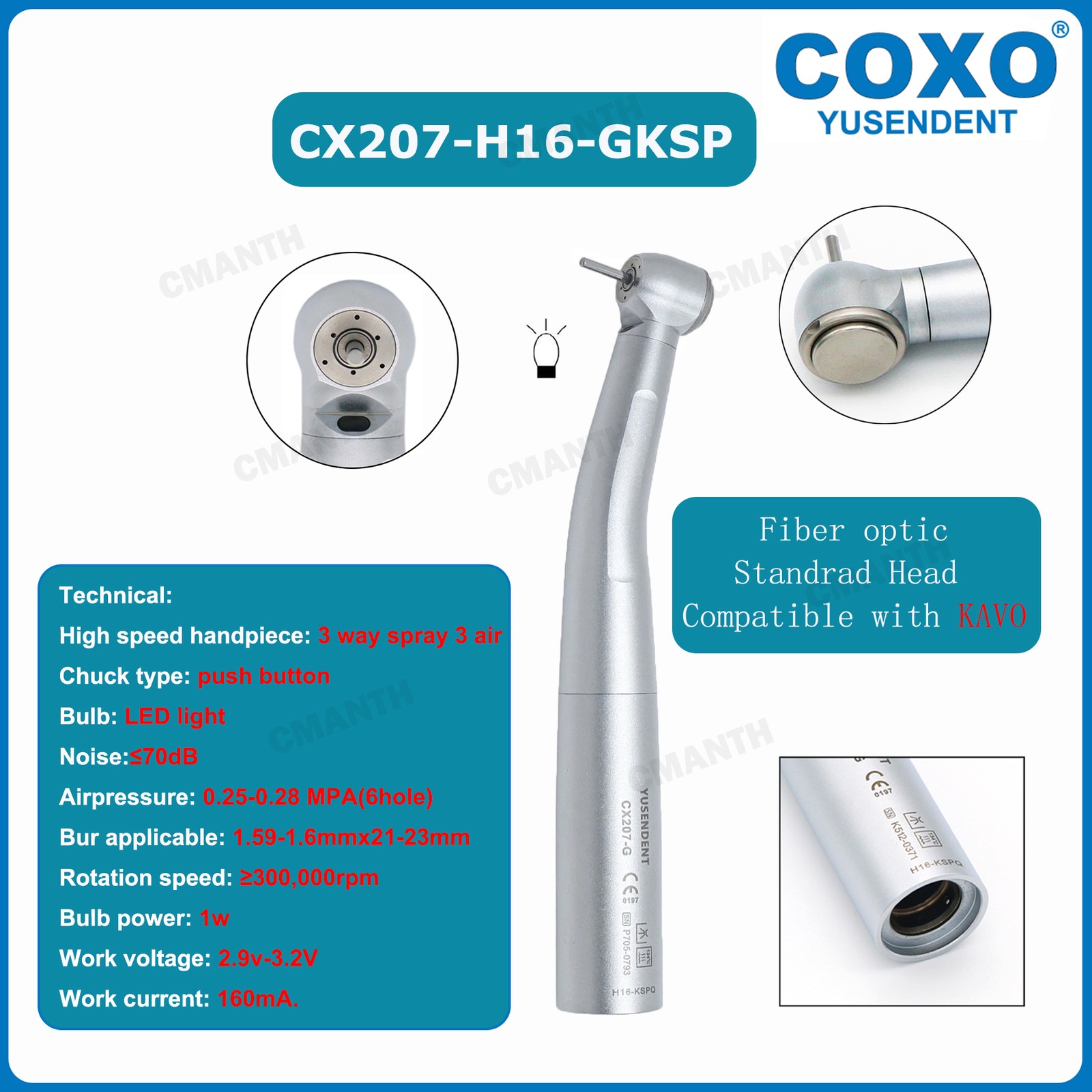 COXO Dental High Speed Handpiece Fiber Optic LED Coupler Bulb ForKAVO/NSK/Sirona