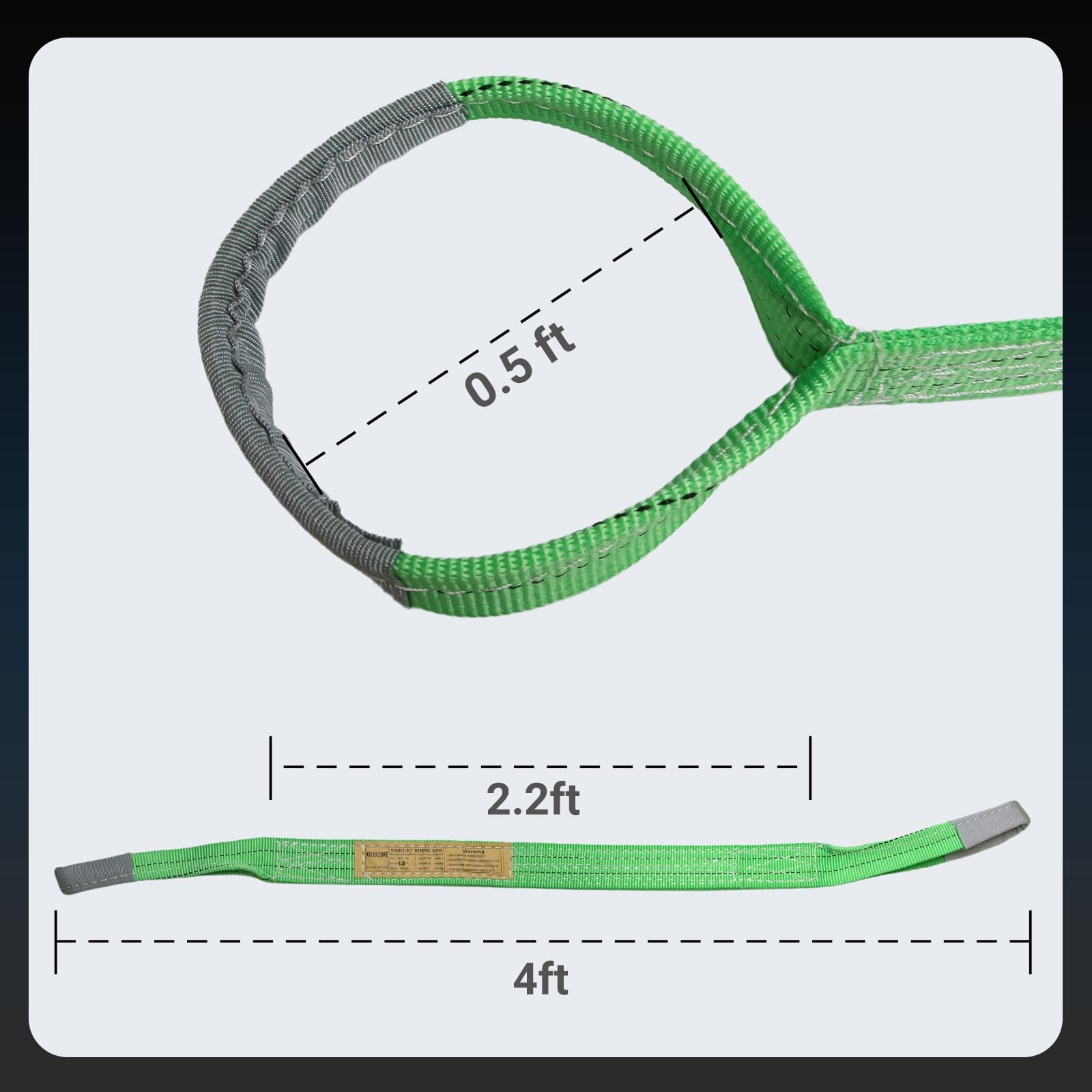 2-Pack 2.2″x4 Ft Heavy Duty Lifting Straps 4400 lbs Capacity Web Sling Set Hoist