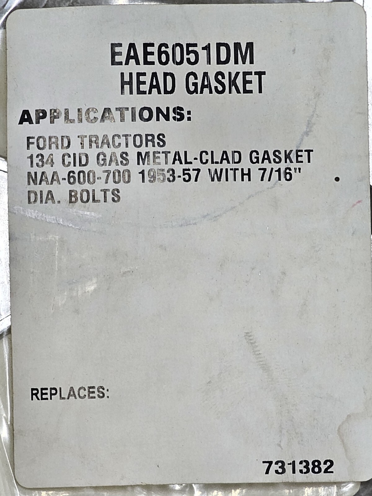 TISCO Head Gasket Metal Clad 7/16 Bolt Fit 1953-57 Ford Tractor 134 Cid Gas USA